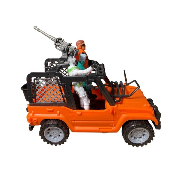 Action Figures and Orange Jeep Push Toy With Mounted Accessory - Picture 5 of 8